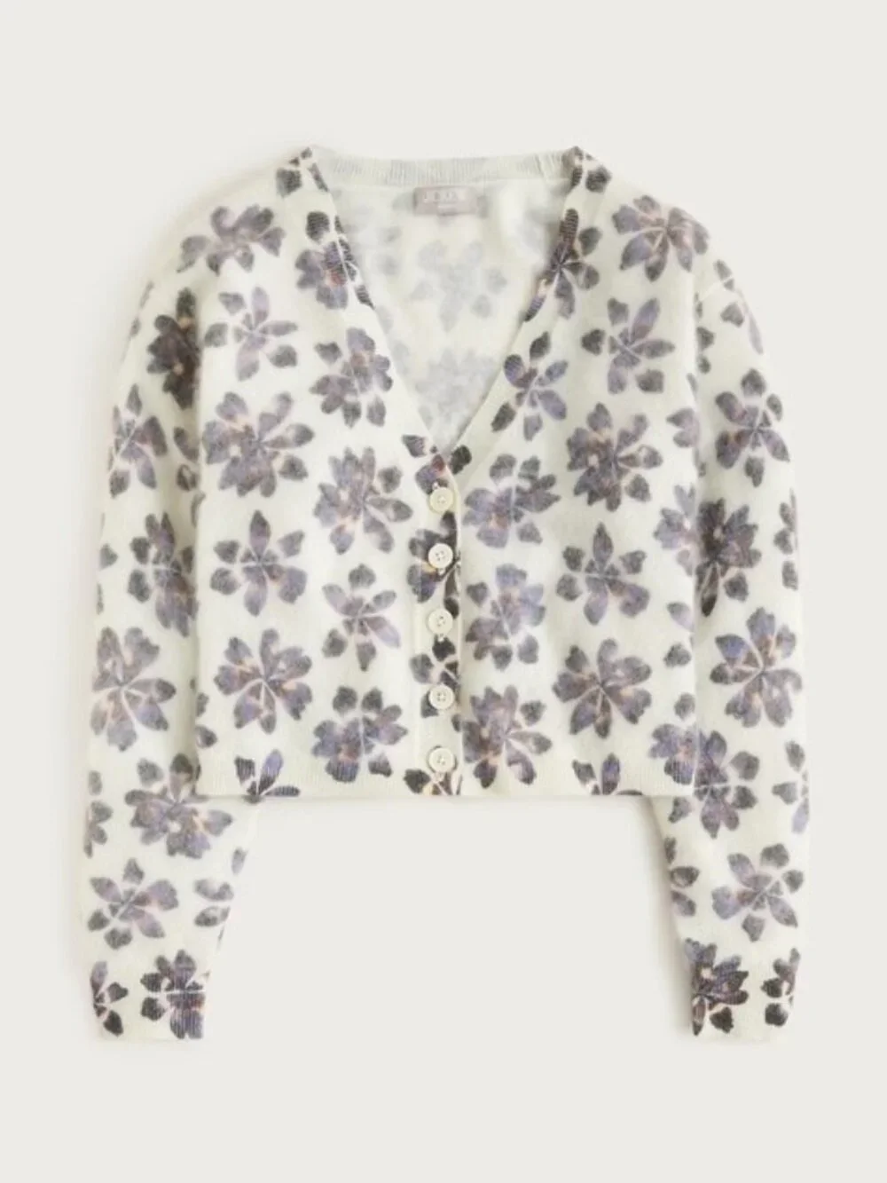 J. Crew Brushed cashmere party cardigan in floral print L